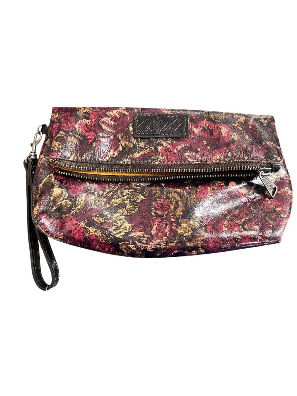 Patricia Nash Leather Isla Vint Flora Fold Over Wristlet